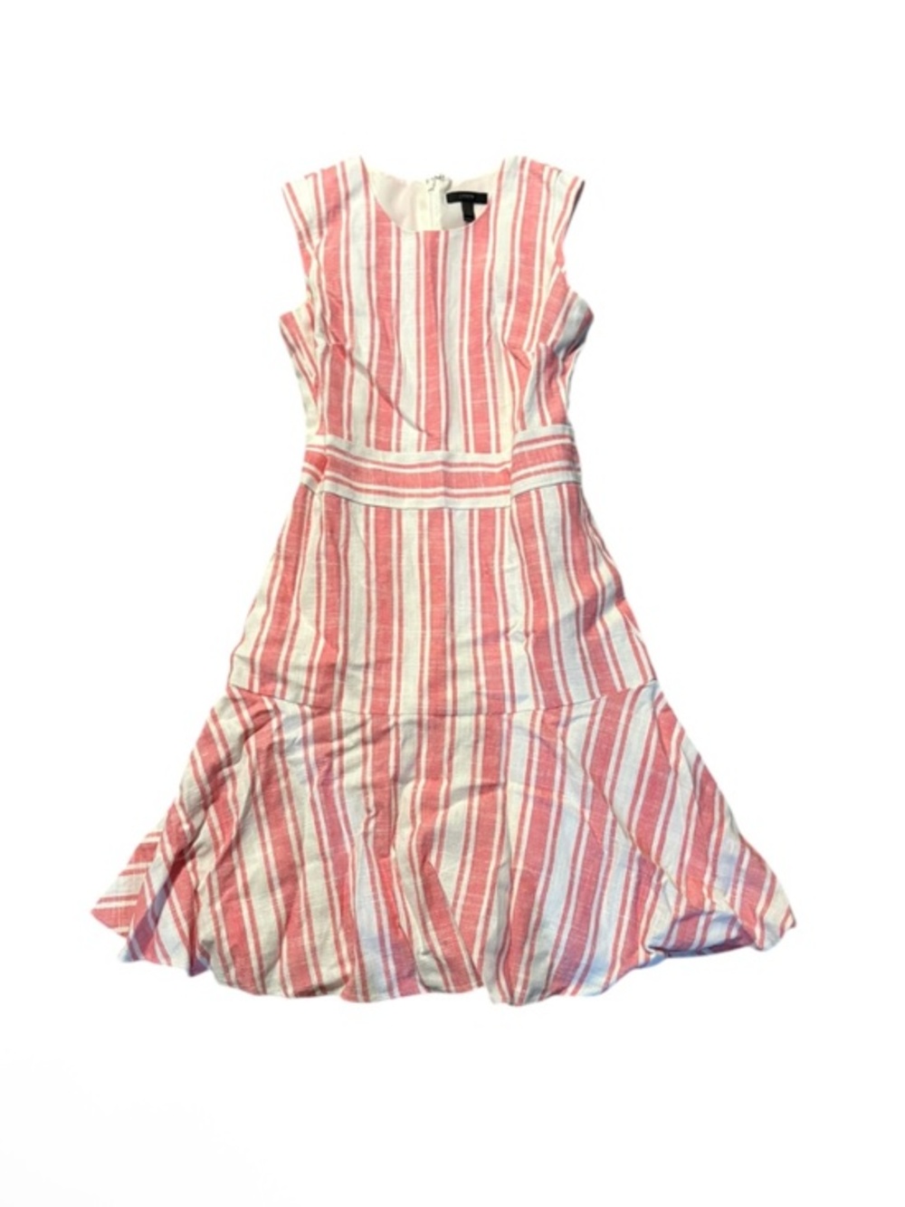 J. Crew pink creamy white striped dress linen blend 0